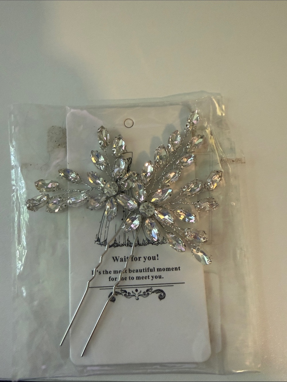 Rhinestone Crystal Bridal Hair Pin - Silver Clear